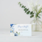 Blue Floral Little Peanut Diaper Raffle Informatiekaartje (Staand voorkant)