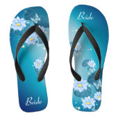 Blue Floral Lotus Pattern Wedding Bride Teenslippers (Voetbed)