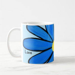 Blue Floral Love Gepersonaliseerde Blauwe Mokken