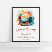 Blue Floral Love is Brewing Vrijgezellenfeest Welk Poster