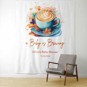 Blue Floral Love is het brouwen van koffie Baby sh Wandkleed