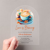 Blue Floral Love is het brouwen van koffie Vrijgez Acryl Uitnodigingen (Insitu (Draagbaar))