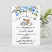 Blue Floral Love is het brouwen van koffie Vrijgez Kaart (Staand voorkant)