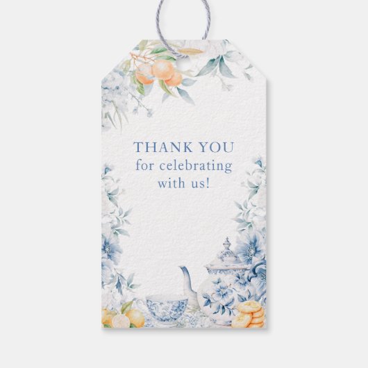 Blue Floral Love is het brouwen van Vrijgezellenfe Cadeaulabel (Achterkant)