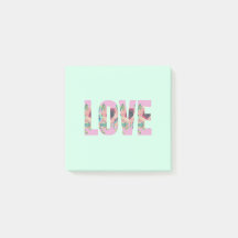 Blue Floral Love Post It Notes