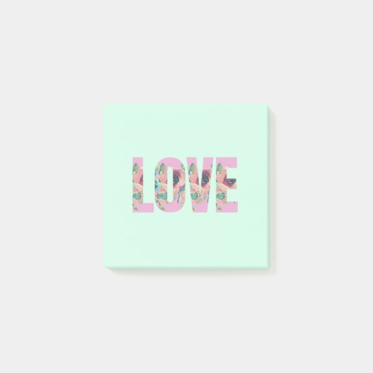 Blue Floral Love Post It Notes (Voorkant)