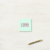 Blue Floral Love Post It Notes (Op bureau)