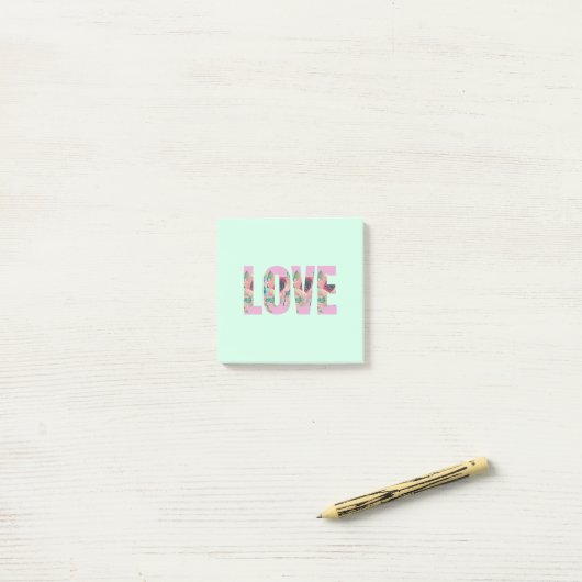 Blue Floral Love Post It Notes (Op bureau)
