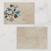 Blue Floral Lovebird Place Card Plaatskaartje (Voorkant / Achterkant)