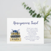 Blue Floral Luggage Honeymoon Fund-kaart Kaart (Staand voorkant)