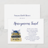 Blue Floral Luggage Honeymoon Fund-kaart Kaart (Voorkant / Achterkant)