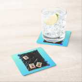 Blue Floral Mahjong Onderzetter (Insitu)