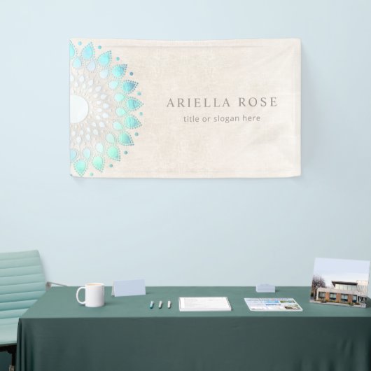 Blue Floral Mandala Lotus White Marble Business Ca Spandoek (Beurs)