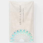 Blue Floral Mandala Lotus White Marble Business Ca Spandoek (Verticaal)