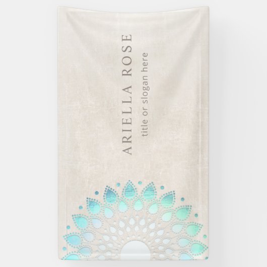 Blue Floral Mandala Lotus White Marble Business Ca Spandoek (Verticaal)