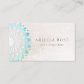 Blue Floral Mandala Lotus White Marble Visitekaartje (Voorkant)