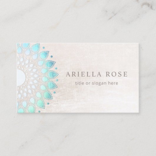 Blue Floral Mandala Lotus White Marble Visitekaartje (Voorkant)