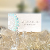 Blue Floral Mandala Lotus White Marble Visitekaartje