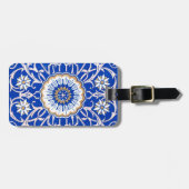 Blue Floral Mandala Pattern Bagagelabel (Voorkant horizontaal)