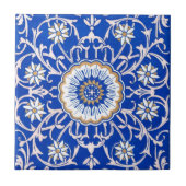 Blue Floral Mandala Pattern Tegeltje (Voorkant)