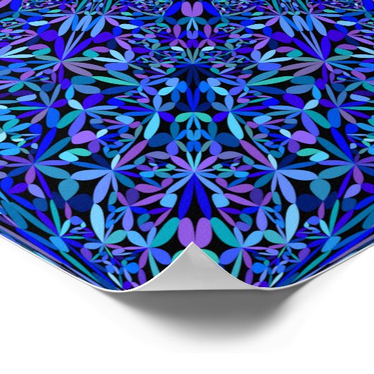 Blue Floral  Mandala Poster (Hoek)