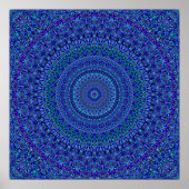 Blue Floral  Mandala Poster (Voorkant)