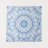 Blue Floral Mandala Wandkleed (Voorkant (horizontaal))