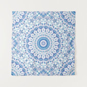 Blue Floral Mandala Wandkleed (Voorkant)