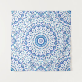 Blue Floral Mandala Wandkleed