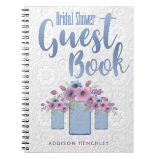 Blue Floral Mason Jar Vrijgezellenfeest Guest Book Notitieboek
