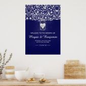 Blue Floral Mason Jar Wedding Welcome Sign Poster (Keuken)