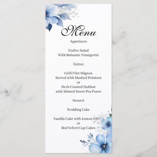 Blue floral Menu (Voorkant)