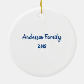 Blue Floral met A-personalistiek Keramisch Ornament (Achterkant)