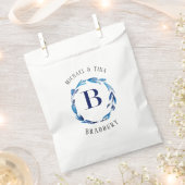 Blue Floral met B Monogram Favor Bag Bedankzakje (Geknipt)