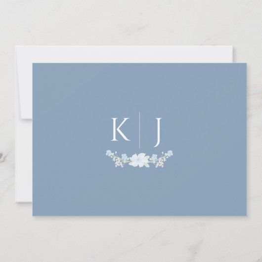 Blue Floral met de kaart voor de datum opslaan (Achterkant)