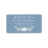 Blue Floral met groot adreslabel Etiket (Voorkant)