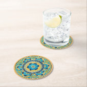 Blue Floral Mexican Tile Ronde Kartonnen Onderzetter (Insitu)