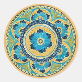 Blue Floral Mexican Tile Sticker