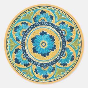Blue Floral Mexican Tile Sticker