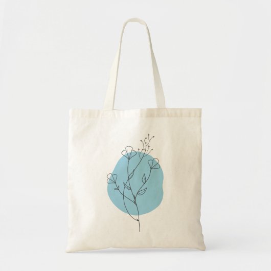 Blue Floral Minimalist Canvas tas (Voorkant)