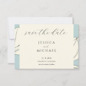 Blue Floral Minimalist Flat Save the Date Kaart (Voorkant)