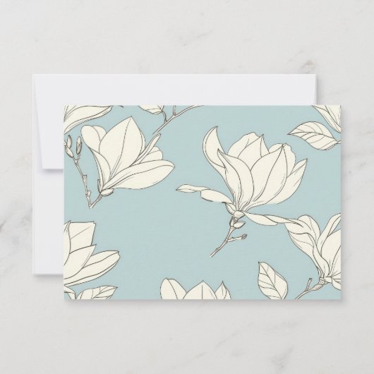Blue Floral Minimalist Flat Save the Date Kaart (Achterkant)