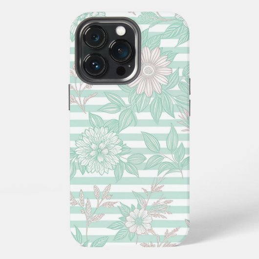Blue Floral Minimalist iPhone Hoesje (Achterkant)