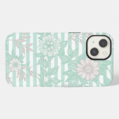 Blue Floral Minimalist iPhone Hoesje (Achterkant horizontaal)
