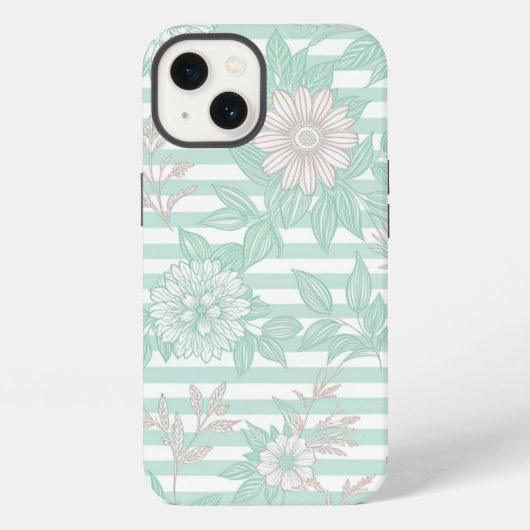 Blue Floral Minimalist iPhone Hoesje (Achterkant)