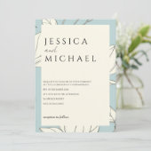 Blue Floral minimalistische bruiloft uitnodiging (Staand voorkant)