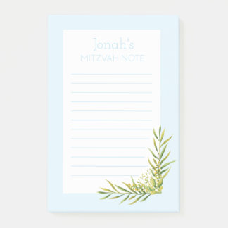 Blue Floral Mitzvah Opmerking: 4x6 Sticky Pad Post-it® Notes
