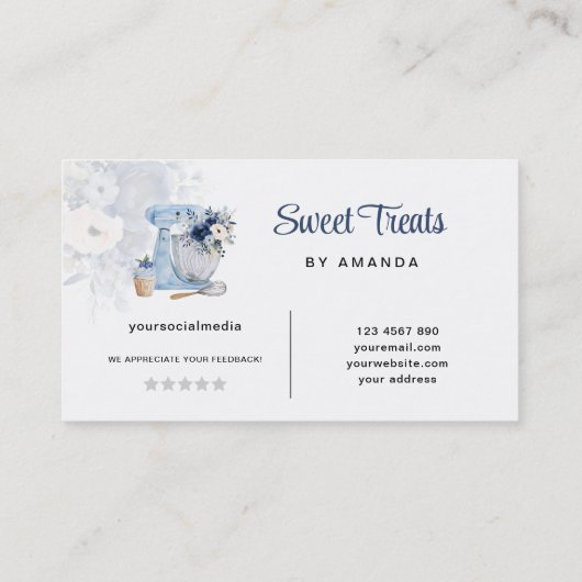 Blue Floral Mixer Visitekaartje (Achterkant)