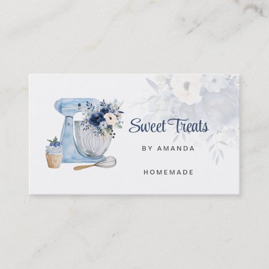 Blue Floral Mixer Visitekaartje (Voorkant)