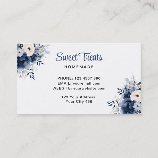 Blue Floral Mixer Visitekaartje (Achterkant)